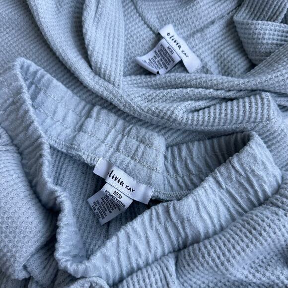 Olivia Kay Blue Waffle Knit Hoodie & Jogger Set - Medium - Picture 5 of 5